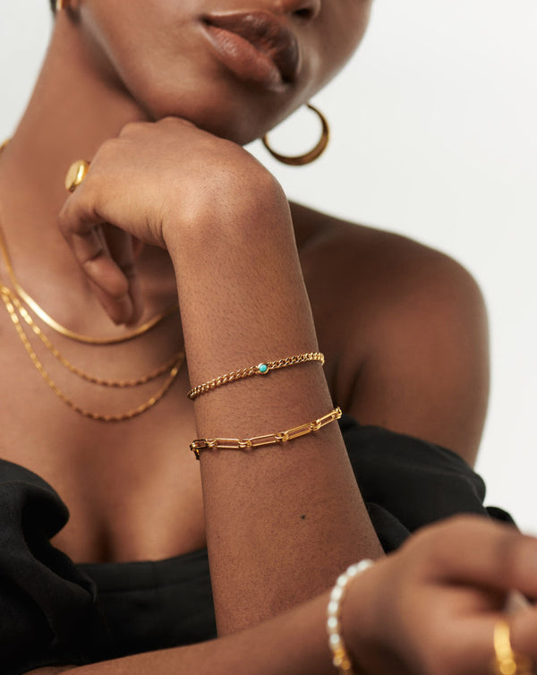 Missoma December Birthstone Chain Bracelet | 18ct Gold Vermeil/Turquoise