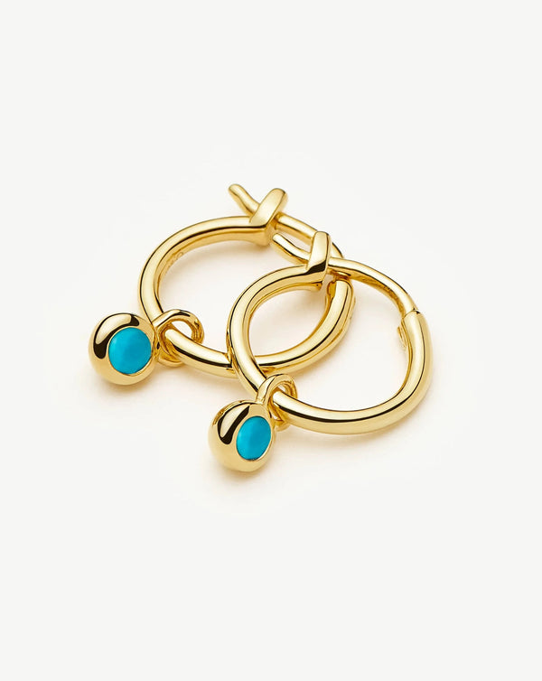Missoma December Birthstone Mini Charm Hoop Earrings | 18ct Gold Vermeil/Turquoise Magnesite Earrings