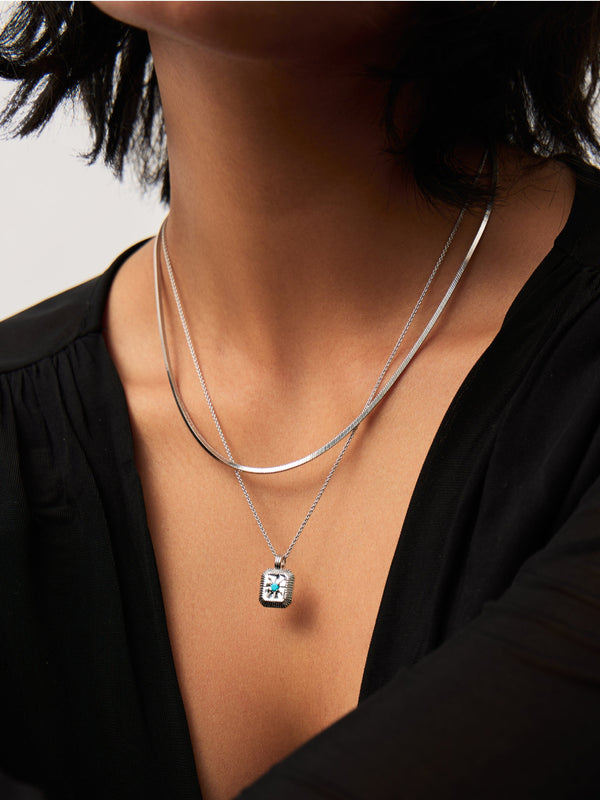 Missoma December Birthstone Necklace & Charm Earrings Set | Sterling Silver/Turquoise Magnesite Necklaces