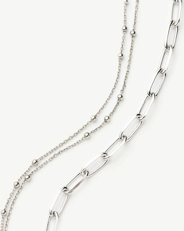 Missoma Double Chain & Mini Paperclip Bracelet Set UK