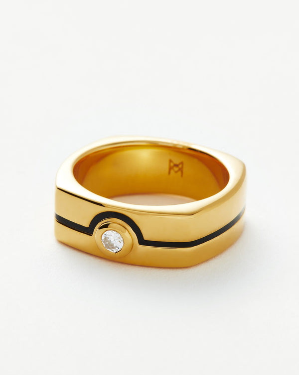 Missoma Enamel & Stone Byline Wide Band Ring | Gold/Cubic Zirconia