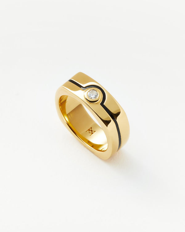 missoma Enamel & Stone Byline Wide Band Ring | Gold/Cubic Zirconia