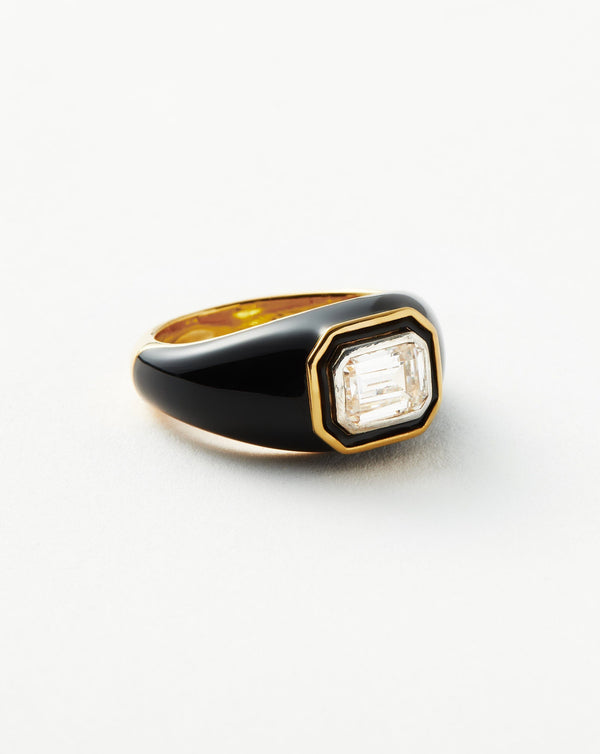 Missoma Enamel & Stone Dome Statement Ring | 18ct Gold Vermeil/Black