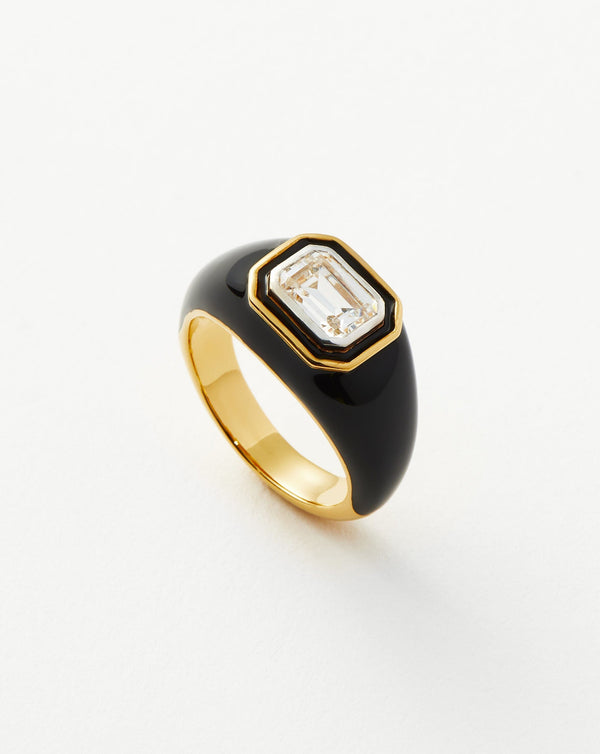 missoma Enamel & Stone Dome Statement Ring | 18ct Gold Vermeil/Black