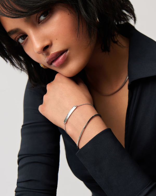 Missoma Engravable Bar Chain Bracelet | Silver Plated