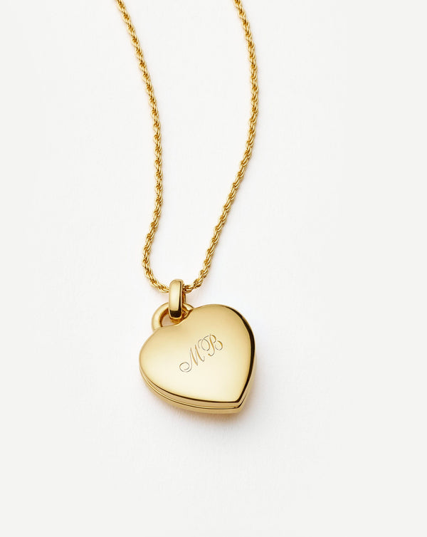 Missoma Engravable Heart Ridge Locket Pendant Necklace | 18ct Gold Vermeil/Rainbow Moonstone