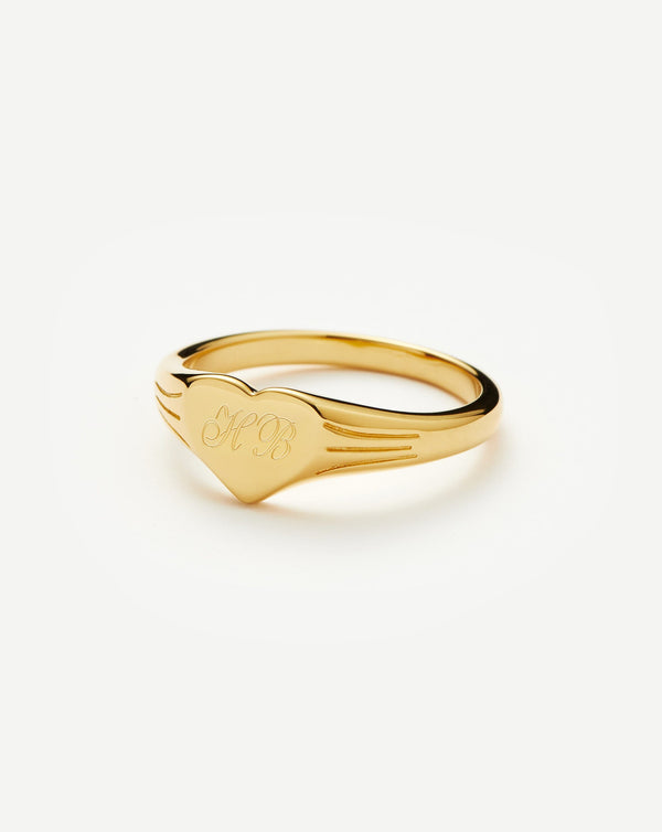Missoma Engravable Heart Signet Ring | 18ct Gold Vermeil