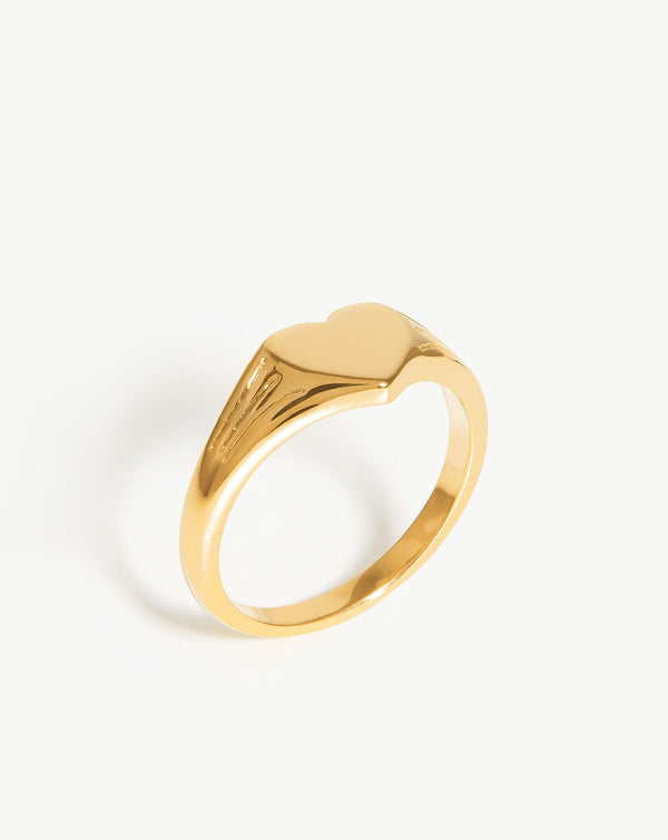 missoma Engravable Heart Signet Ring | 18ct Gold Vermeil