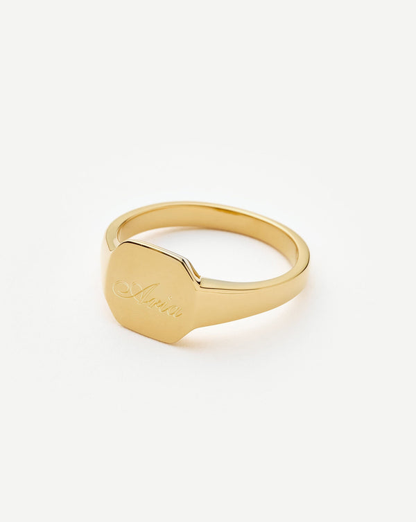 Missoma Engravable Octa Signet Ring | 18ct Gold Vermeil
