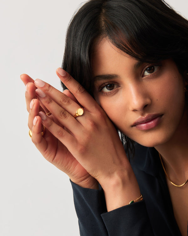 Missoma Engravable Round Signet Ring | 18ct Gold Vermeil