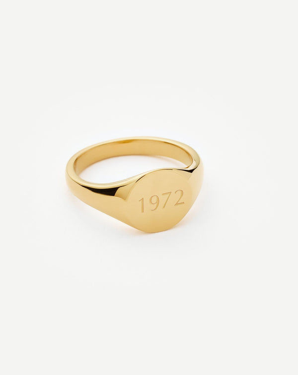 Missoma Engravable Round Signet Ring | 18ct Gold Vermeil