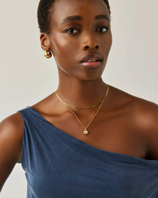 Missoma Eny Puffy Daisy Pendant Necklace | 18ct Gold Plated/Pearl