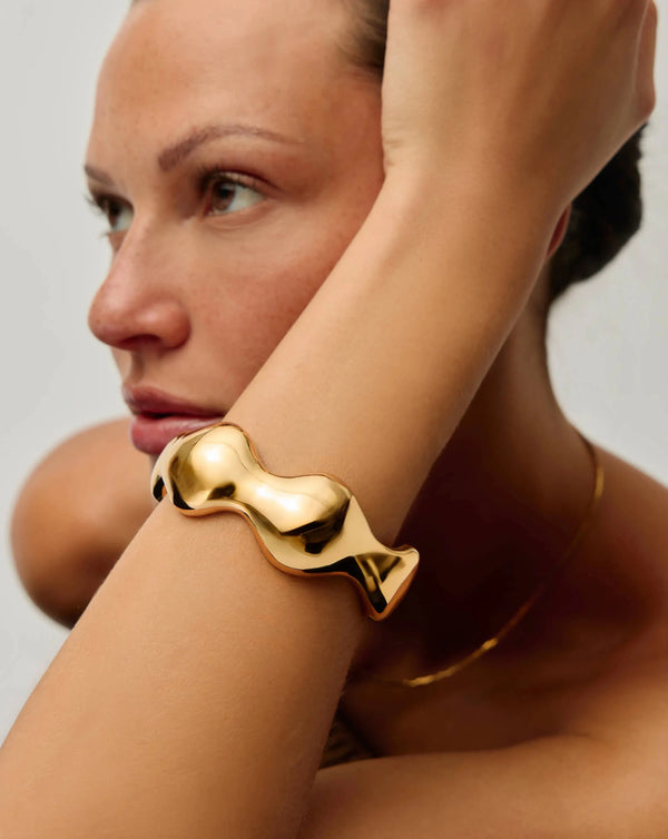 Missoma Eny Puffy Dome Statement Cuff Bracelet | 18ct Gold Plated
