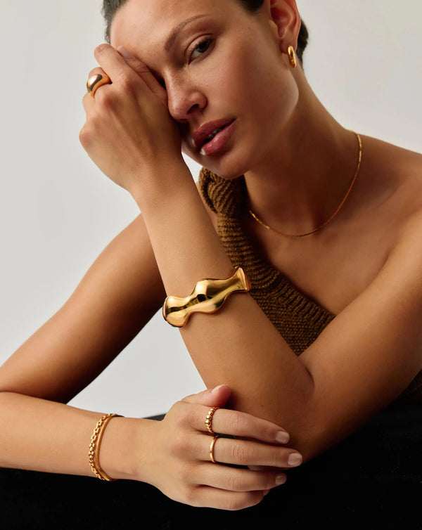 Missoma Eny Puffy Dome Statement Cuff Bracelet | 18ct Gold Plated