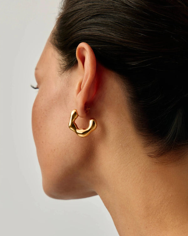 Missoma Eny Puffy Medium Hoop Earrings | 18ct Gold Plated
