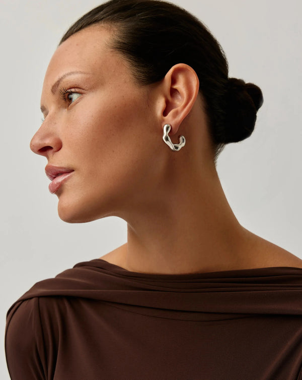 Missoma Eny Puffy Medium Hoop Earrings | Sterling Silver