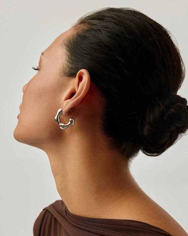 Missoma Eny Puffy Medium Hoop Earrings | Sterling Silver