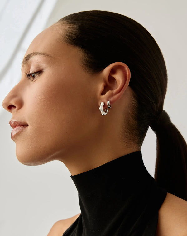 Missoma Eny Puffy Small Hoop Earrings | Sterling Silver