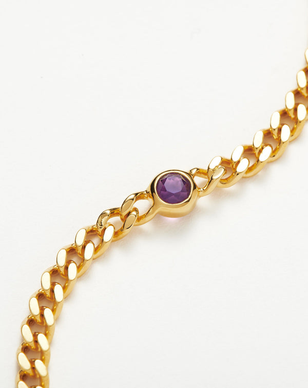 Missoma February Birthstone Chain Bracelet | 18ct Gold Vermeil/Amethyst