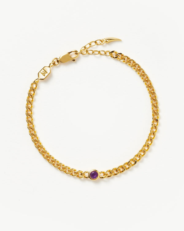 missoma February Birthstone Chain Bracelet | 18ct Gold Vermeil/Amethyst