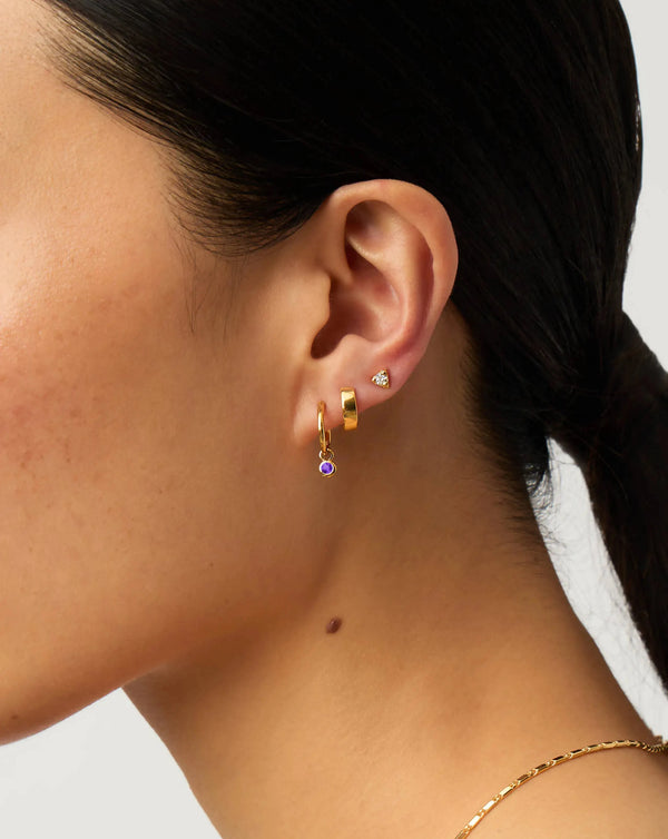 Missoma February Birthstone Necklace & Charm Earrings Set | Sterling Silver/Amethyst Necklaces