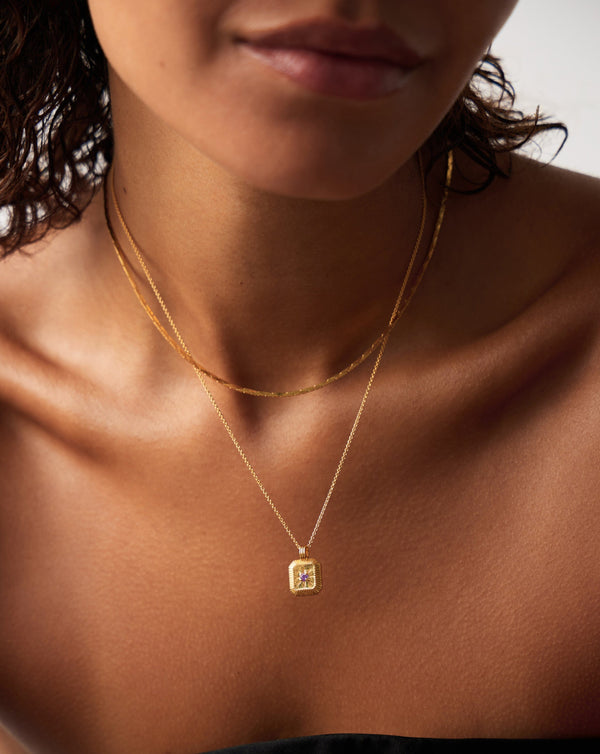 Missoma February Birthstone Pendant Necklace | Gold/Amethyst