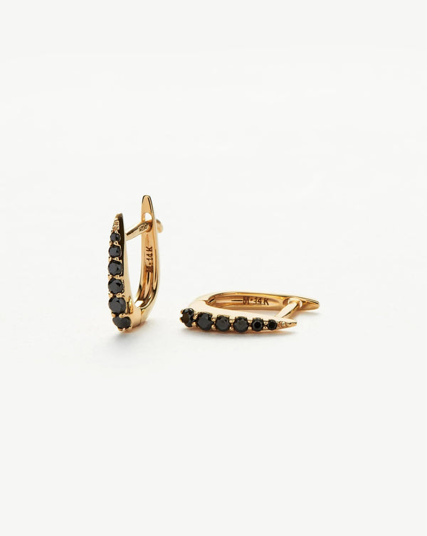 missoma Fine Claw Huggies | 14ct Solid Gold/Black Diamond