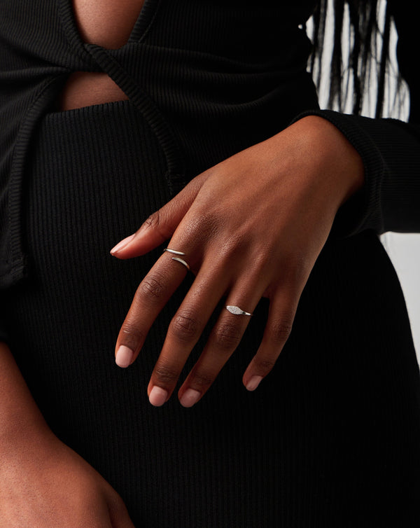 Missoma Fine Diamond Signet Ring | 14ct Solid White Gold/Diamond