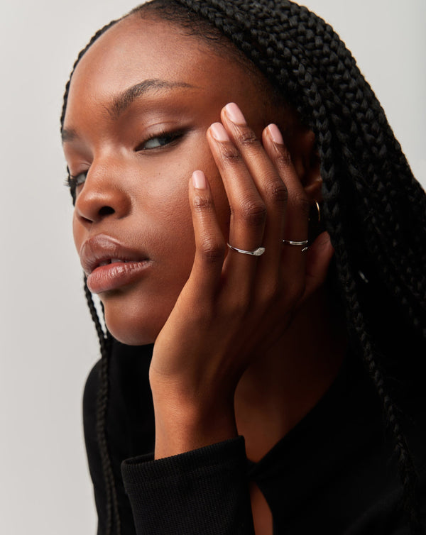 Missoma Fine Diamond Signet Ring | 14ct Solid White Gold/Diamond