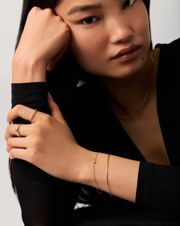 Missoma Fine Diamond Solitaire Bracelet | 14ct Solid Gold/Diamond