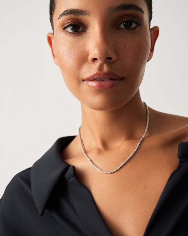 Missoma Fine Diamond Tennis Necklace | 14ct Solid White Gold Diamond