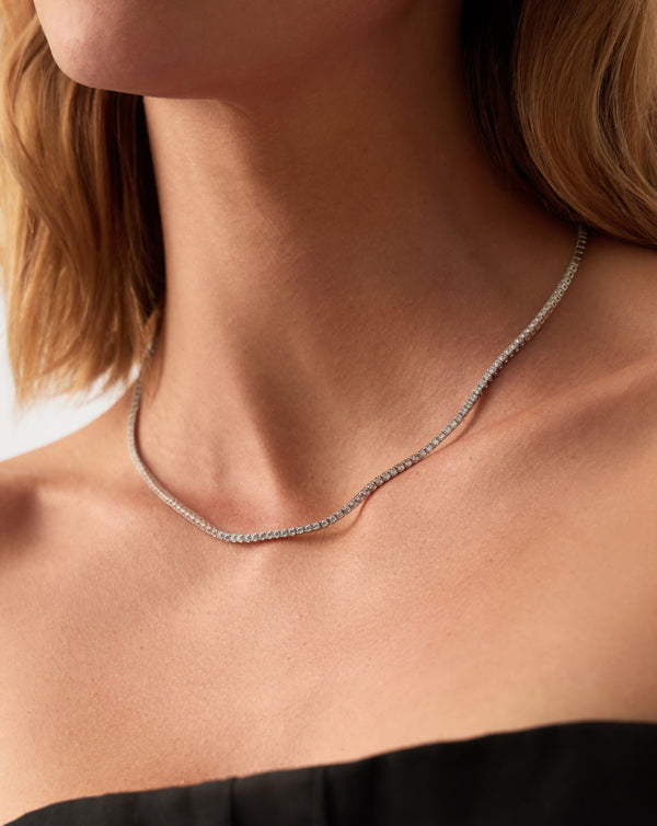 Missoma Fine Diamond Tennis Necklace | 14ct Solid White Gold Diamond
