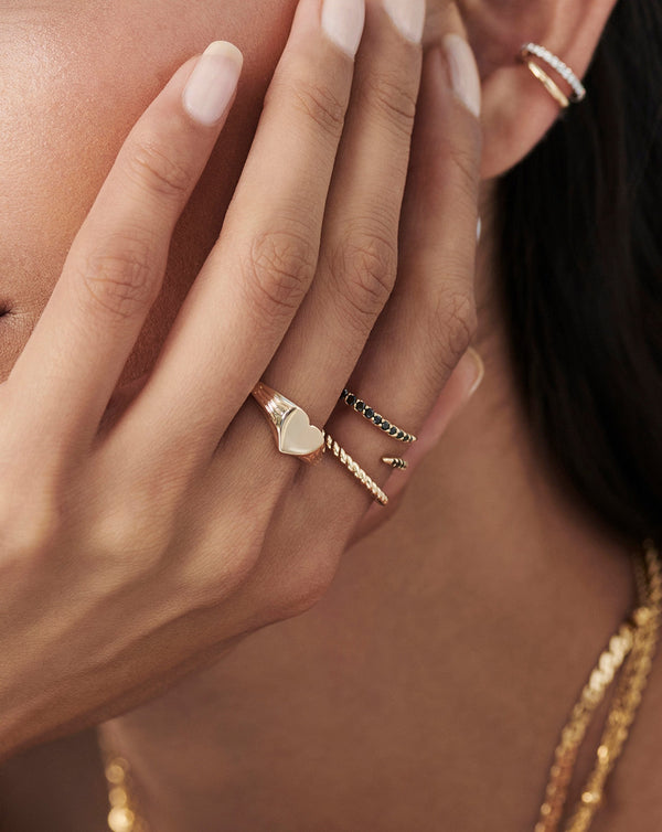 Missoma Fine Engravable Heart Signet Ring | 14ct Solid Gold