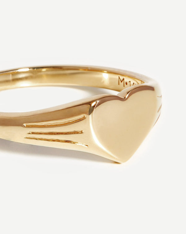 Missoma Fine Engravable Heart Signet Ring | 14ct Solid Gold