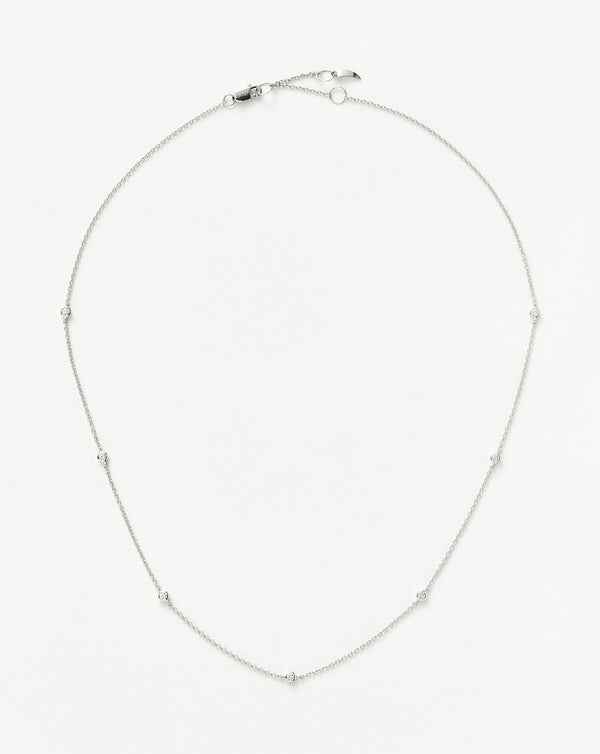 missoma Fine Floating Diamond Necklace | 14ct White Gold