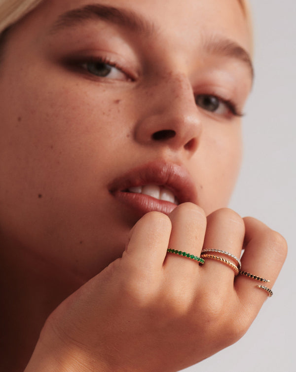 Missoma Fine Half Emerald Eternity Ring | 14ct Solid Gold/Emerald