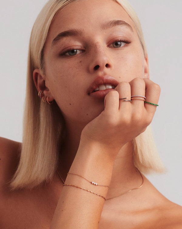 Missoma Fine Half Emerald Eternity Ring | 14ct Solid Gold/Emerald