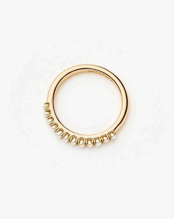 Missoma Fine Half Eternity Pearl Ring | 14ct Solid Gold/Pearl
