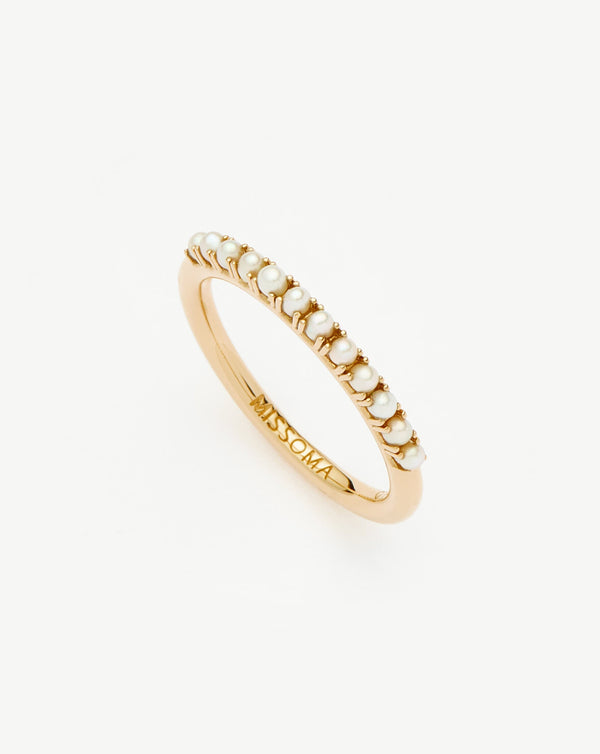 missoma Fine Half Eternity Pearl Ring | 14ct Solid Gold/Pearl