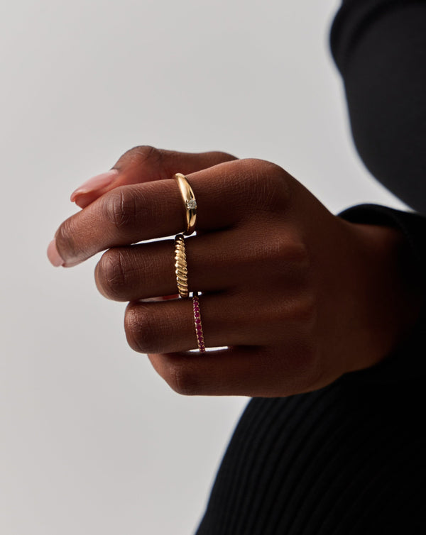 Missoma Fine Half Eternity Ruby Ring | 14ct Solid Gold/Ruby