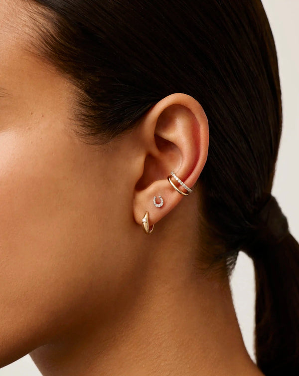 Missoma Fine Horseshoe Single Stud Earring | 14ct Solid Gold/Diamond