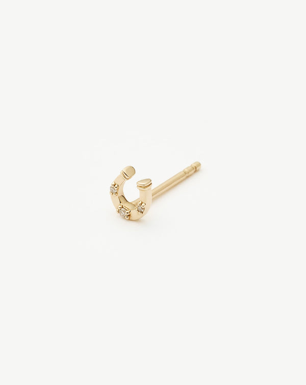 Missoma Fine Horseshoe Single Stud Earring | 14ct Solid Gold/Diamond