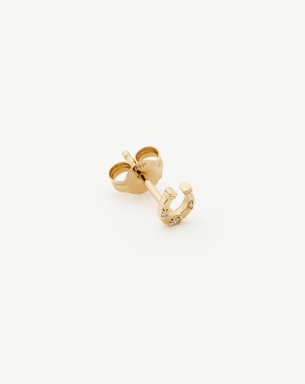 Missoma Fine Horseshoe Single Stud Earring | 14ct Solid Gold/Diamond