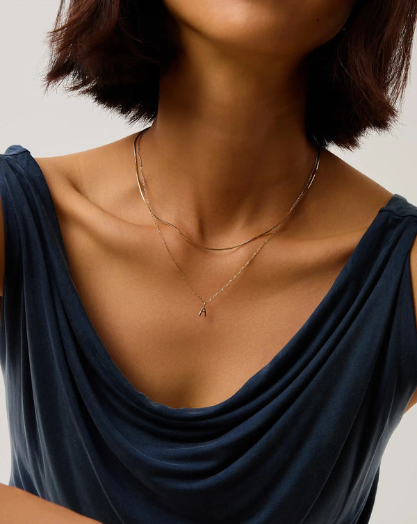 Missoma Fine Initial Mini Pendant Necklace - A | 14ct Yellow Gold Necklace