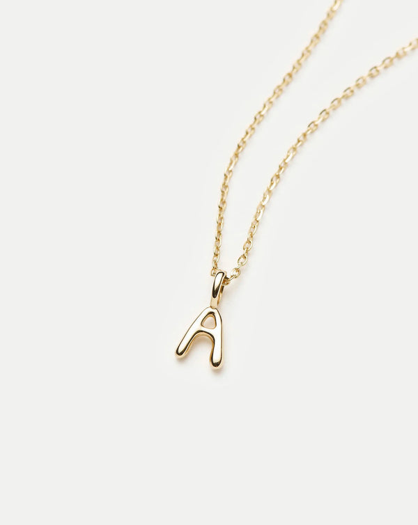Missoma Fine Initial Mini Pendant Necklace - A | 14ct Yellow Gold Necklace
