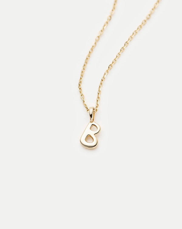 Missoma Fine Initial Mini Pendant Necklace - B | 14ct Yellow Gold Necklace