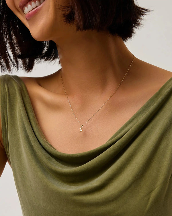 Missoma Fine Initial Mini Pendant Necklace - C | 14ct Yellow Gold Necklace