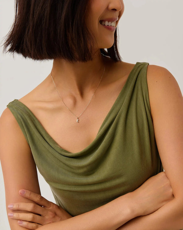 Missoma Fine Initial Mini Pendant Necklace - E | 14ct Yellow Gold Necklace