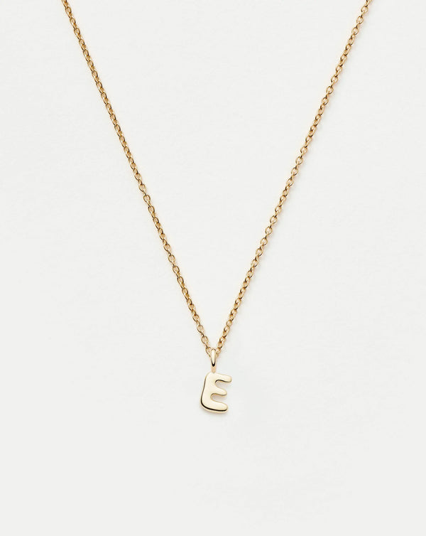missoma Fine Initial Mini Pendant Necklace - E | 14ct Yellow Gold Necklace