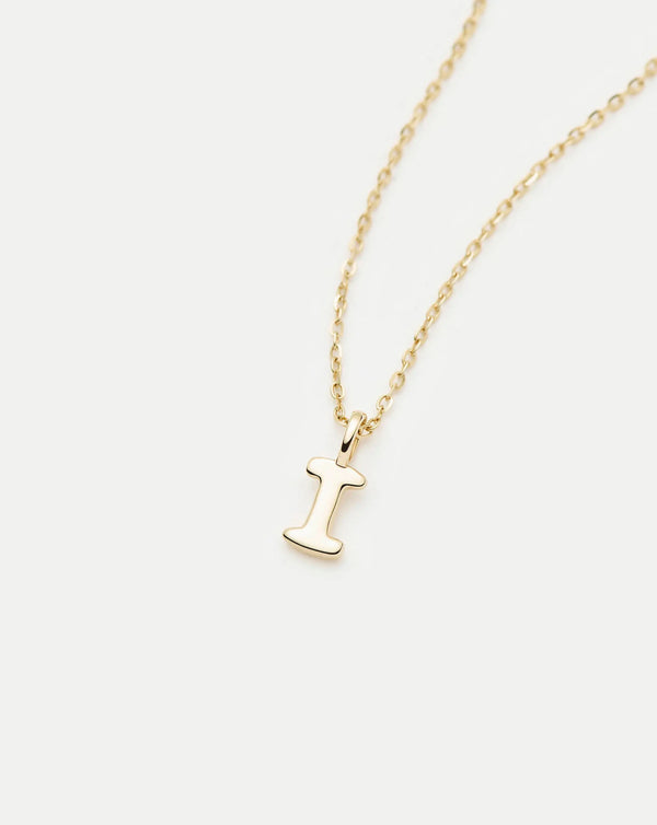 Missoma Fine Initial Mini Pendant Necklace - I | 14ct Yellow Gold Necklace